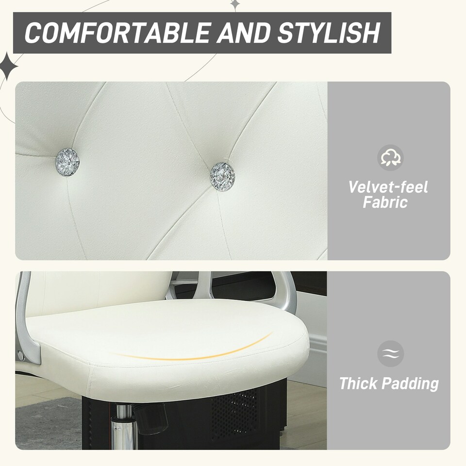 image 1 of Vinsetto Home Office Chair with Adjustable Height Tilt Function Cream White | Cream | White | One Size