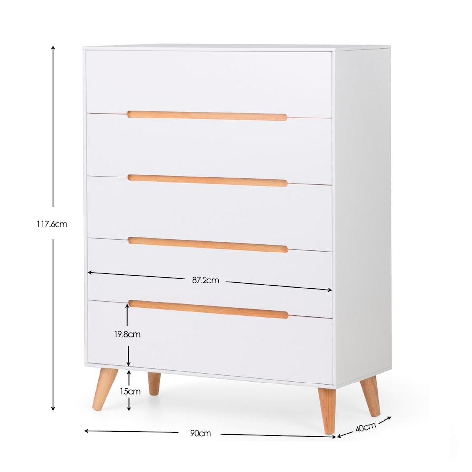 image 1 of Premium Elara 5 Drawer Chest - White
