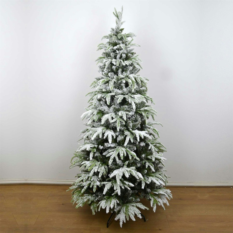 image 1 of 10FT Green Lapland Snow Covered Christmas Tree | White | 10ft