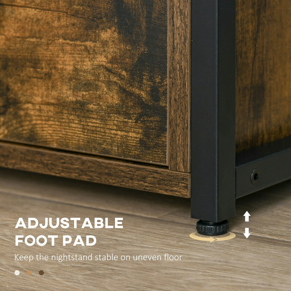 image 1 of HOMCOM End Table Bedside Desk Slim Storage Cabinet with Shelf Brown