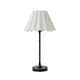 image 4 of ValueLights Maeve White Scallop Pleated Tapered Shade Matte Black Bobbin Bobble Table Lamp Black