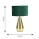 image 3 of ValueLights Jax Antique Brass Touch Table Lamp Forest Green Velvet Shade