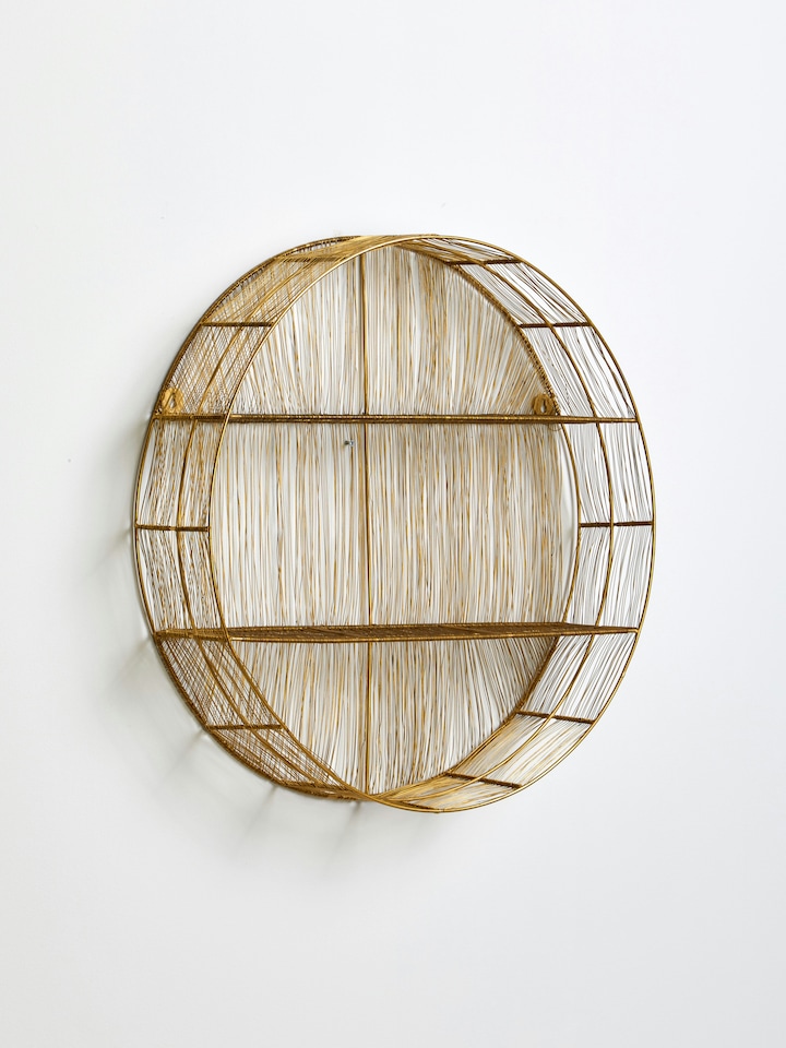 image 1 of Orsina Black Wire Round Wall Shelf, Modern Metal Wall Shelf, Chic Black Wall Shelf, Wall Shelf for Living Room