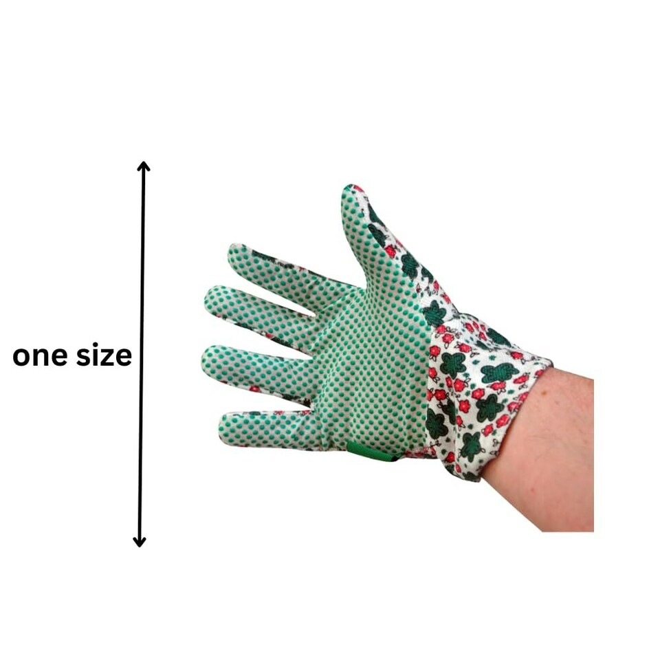 image 1 of Marco Paul Green Floral Cotton Grip Garden Gloves Green