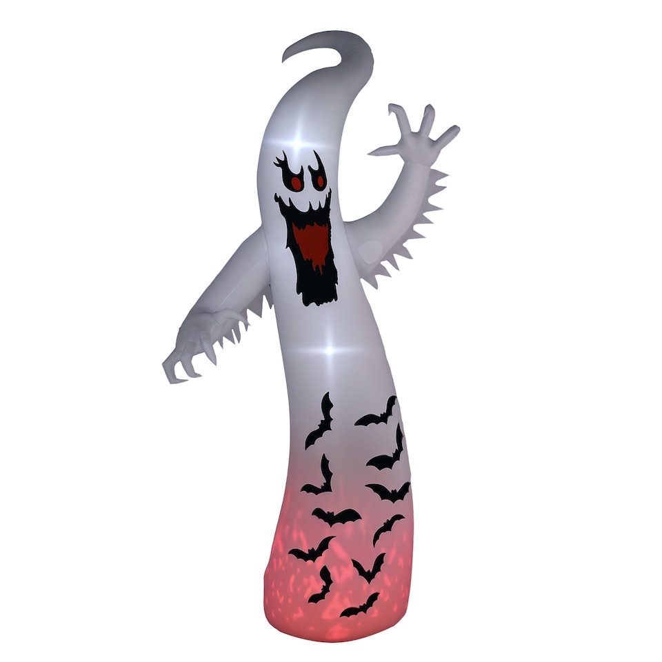 image 1 of Outsunny 11.8FT Tall Halloween Inflatable Spooky Ghost, Blow Up Outdoor Halloween Decoration with Build-in LEDs and Rotating Light for Garden, Lawn, Party
