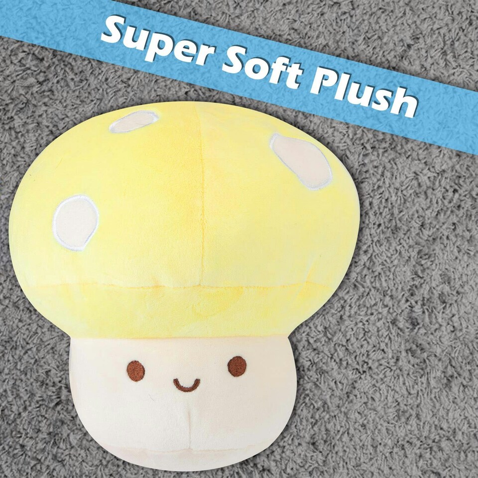 image 1 of Blue Mushroom Mochi Soft Toy Cute Plushie Huggable Cuddly Plush 25cm Blue