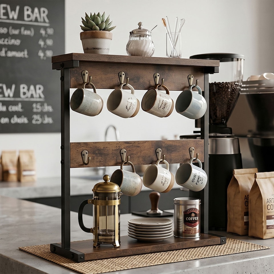 image 1 of Levede Mug Holder Stand Coffee Cup Rack Organiser Countertop Mug Tree with Hooks