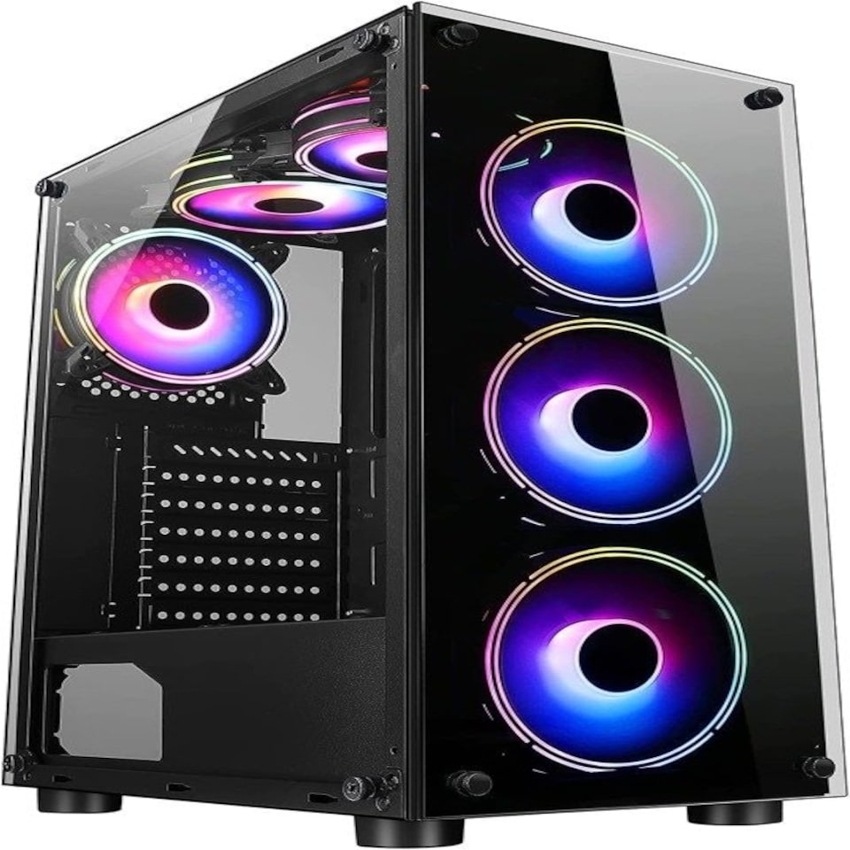 image 1 of CiT Mirage F6 Mid Tower ATX Gaming PC Case - Black&nbsp; Black