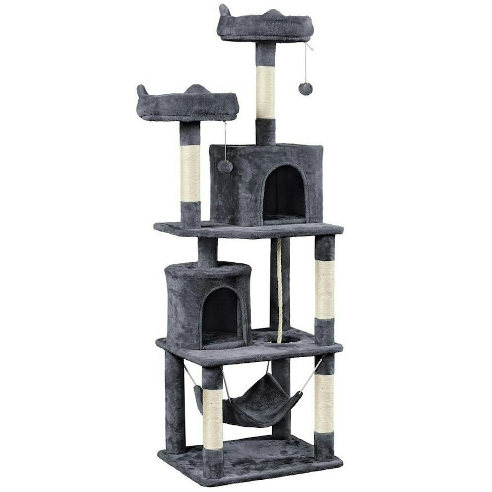 image 1 of Yaheetech 179 cm Tall Multi Level Cat Tree Kitten Condo Dark Grey