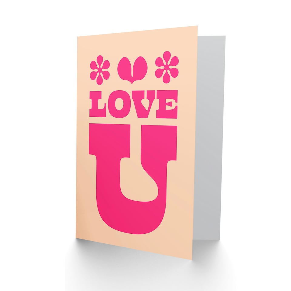 image 1 of Love U Simple Minimal Retro Style Anniversary Card