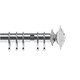 image 1 of 35mm Fixed Length Metal Curtain Pole Set Chrome Luxe Aztec Finial 150cm | Silver | Silver