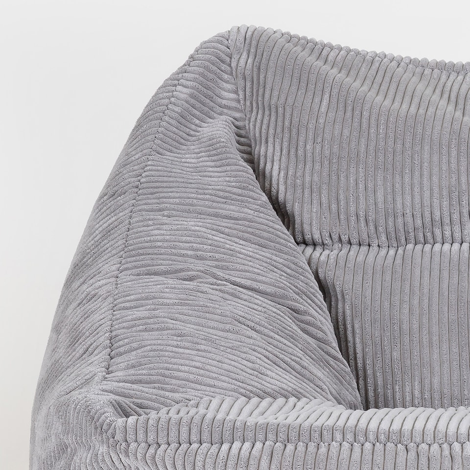 image 1 of Natalia Large Beanbag and Pouffe Set Corduroy Light Grey | Grey | Grey | XL | 2