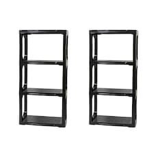2 x 1.4m Heavy Duty Plastic 4 Tier Shelving Garage Storage Units in Black