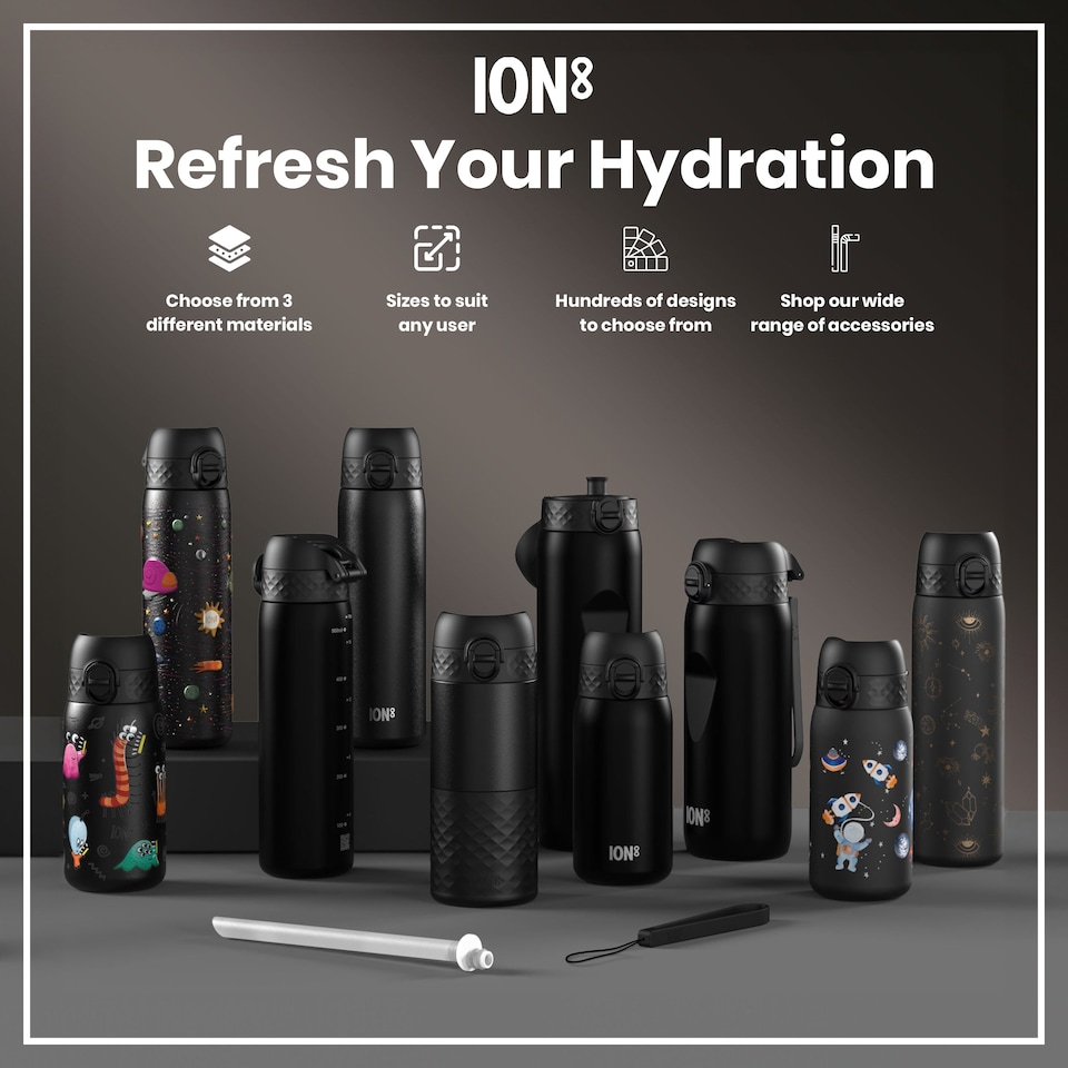 image 1 of Leak Proof 1 Litre Water Bottle, Vacuum Insulated, 920ml (30oz) | Black | Black | One Size