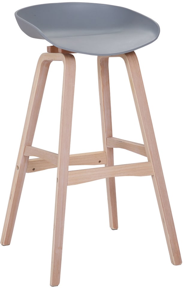 image 1 of Equator Single Kitchen Bar Stool, Fixed Wooden Legs And Footrest, Premium Breakfast Bar & Home Barstool, Grey