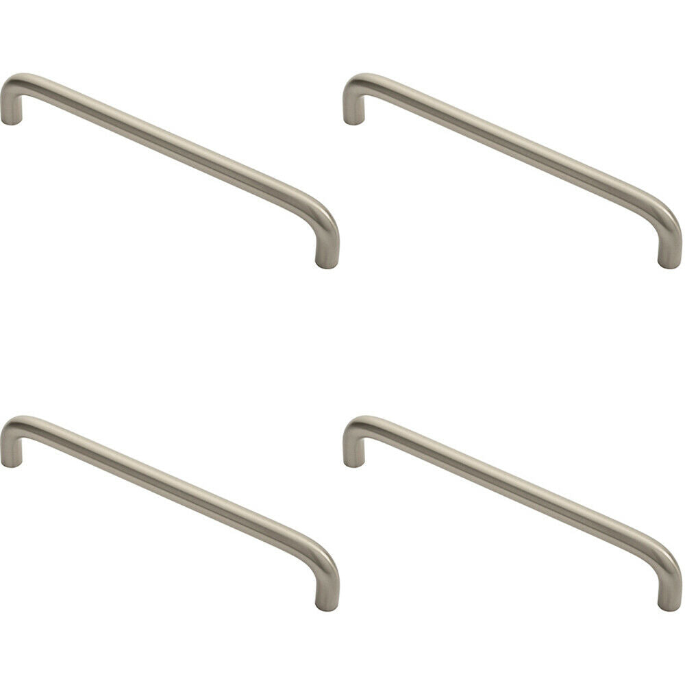 Loops 4x Round D Bar Cabinet Pull Handle 170 x 10mm 160mm Fixing Centres Satin Nickel in Metallics