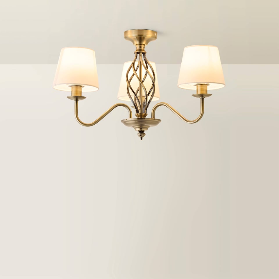 image 1 of ValueLights Memphis Traditional Antique Brass 3 Way Ceiling Light Chandelier | Gold