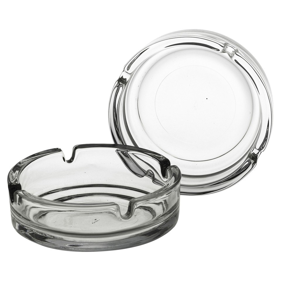 image 1 of Round Glass Classic Ashtray 10.2cm Round for Cigarettes Indoor Outdoor | Clear | Set of 2