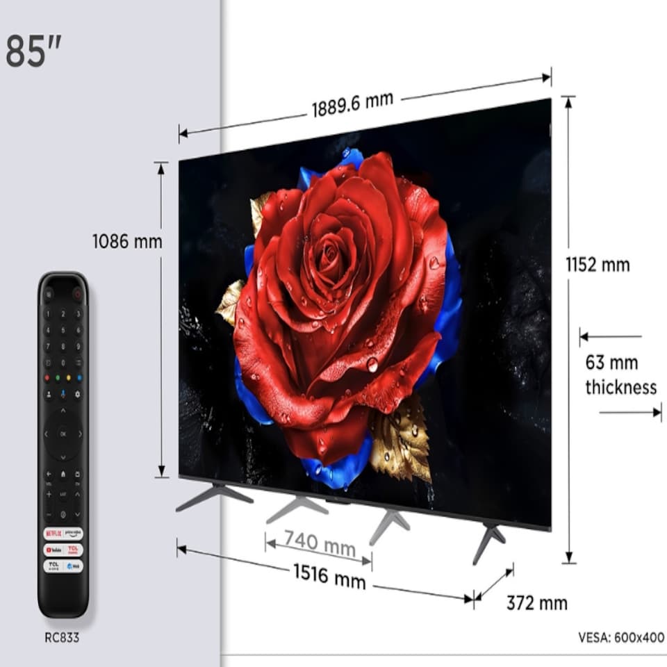image 1 of TCL 85" Inch T8C 4K QLED Smart Ultra HD HDR TV 85T8C - Free 2 Yr Warranty