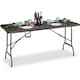 image 4 of Wooden Effect 6ft Heavy Duty Folding Table Garden Camping Trestle Dining Picnic Brown