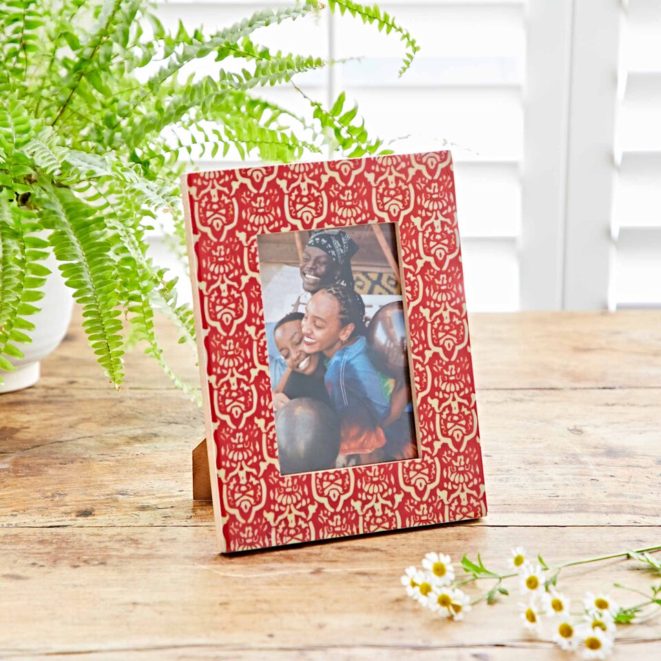image 1 of Vidya Red Patterned Photo Frame