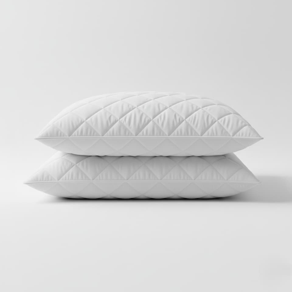 200TC Luxury Cotton Quilted Pillow Protector Pair Breathable Soft Mattress Cover | White