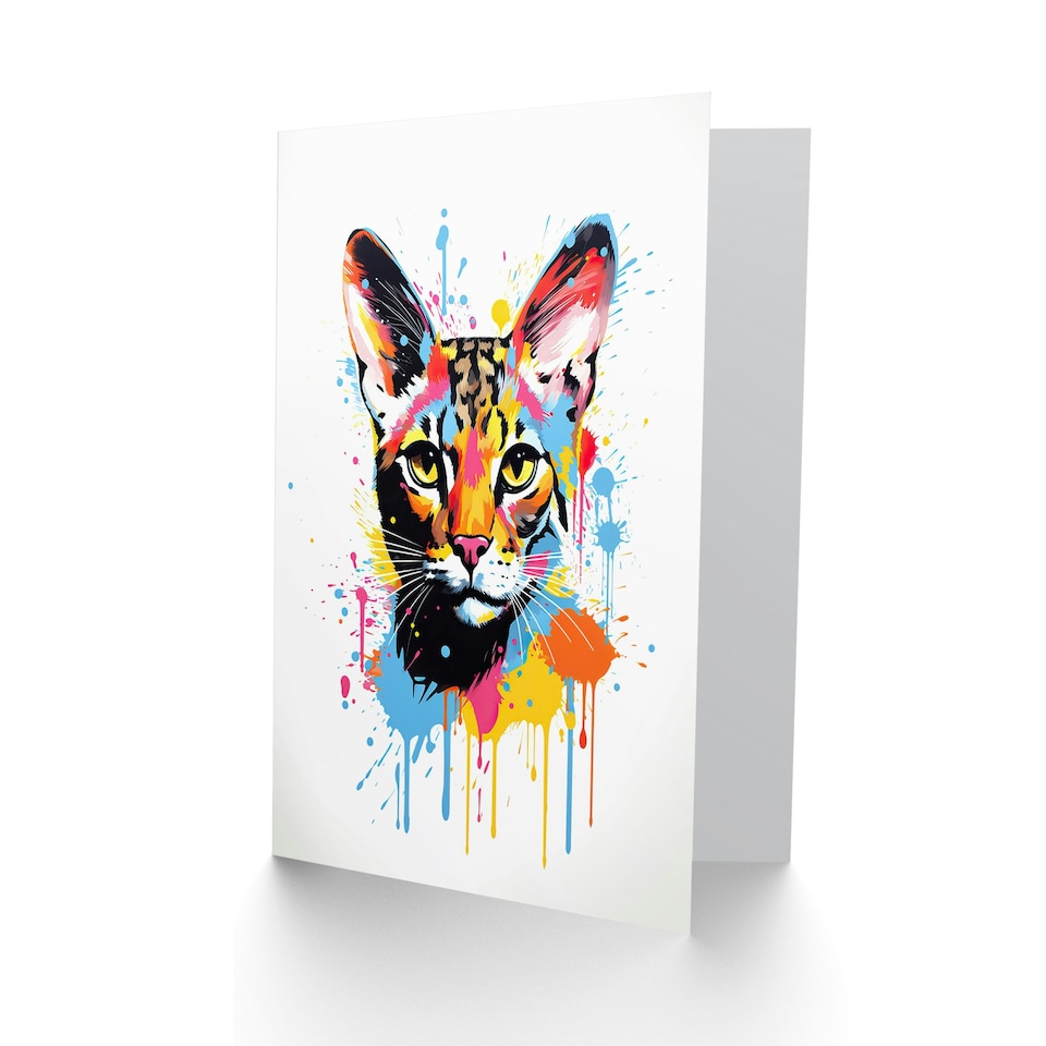 image 1 of Lover Gift Pet Portrait Orange Pink Cat Art Card