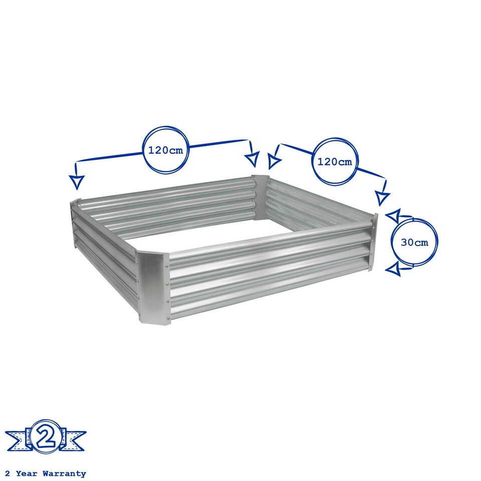 image 1 of Harbour Housewares Square Galvanised Steel Raised Garden Bed - 120cm x 120cm - Green