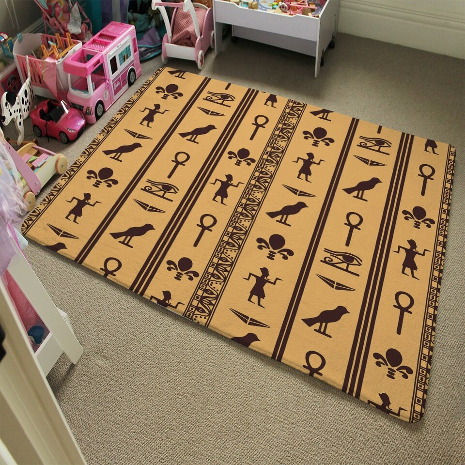 image 1 of Eye of Horus, Pharaoh, Flowers, Pyramid, Bird, Ankh (Rug) Multi | Medium: 80x150cm