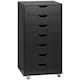 image 1 of Vinsetto Mobile Filing Cabinet, 7-drawer File Cabinet with Wheels, Black