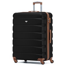 Flight Knight 29" Extra Large Suitcase – 20kg Capacity Hard Shell Check-In Luggage with 4 Wheels  100+ Airlines Approved: Ryanair, EasyJet, Jet2, Wizz Air, BA Black | Black/Tan | Large