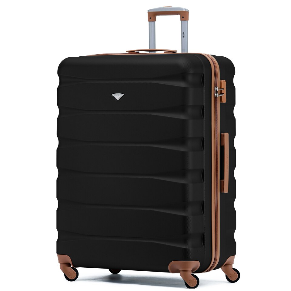 image 1 of Flight Knight 29" Extra Large Suitcase – 20kg Capacity Hard Shell Check-In Luggage with 4 Wheels  100+ Airlines Approved: Ryanair, EasyJet, Jet2, Wizz Air, BA Black | Black/Tan | Large