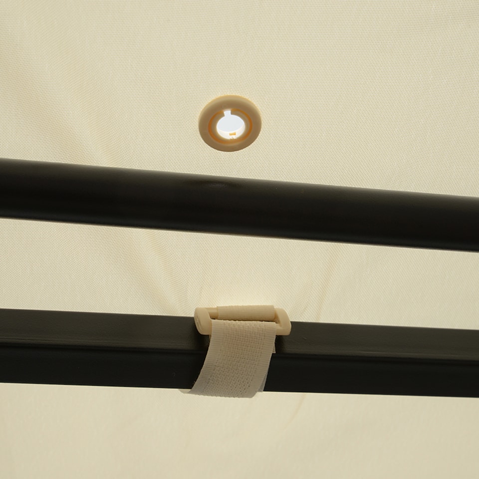 image 1 of Outsunny 3 x 2.5m Patio Metal Gazebo Door Window Awning Wall Mount Canopy Outdoor Sunshade with Extended Shelter Cream White