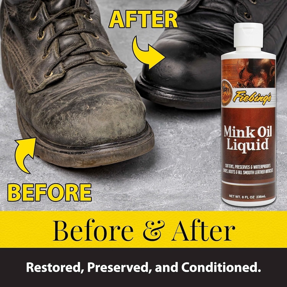 image 1 of Fiebing's Mink Oil Liquid - Deep Conditioning & Weather Protection for Leather 8oz | Clear