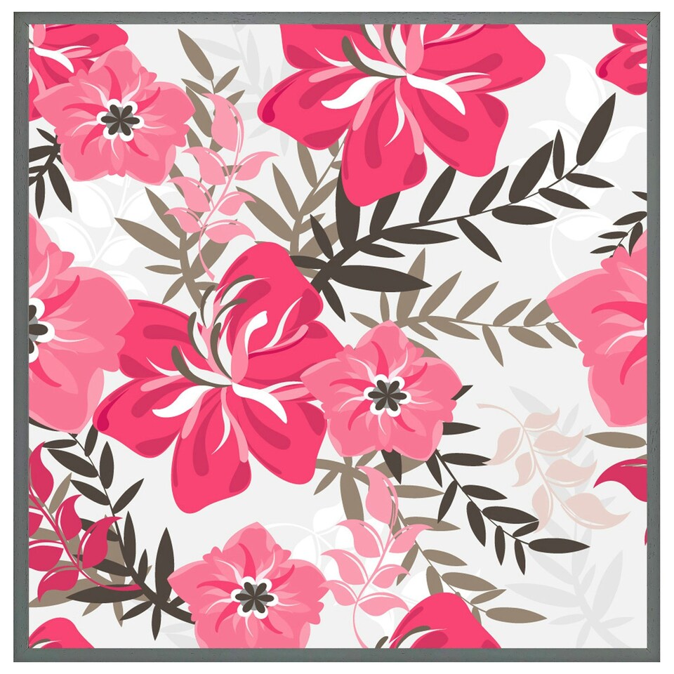 image 1 of Red & pink floral (Picutre Frame) Brown | Oak | XL