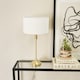 image 2 of ValueLights Maggie Gold Candlestick Table Lamp White Shade & Bulb | Gold