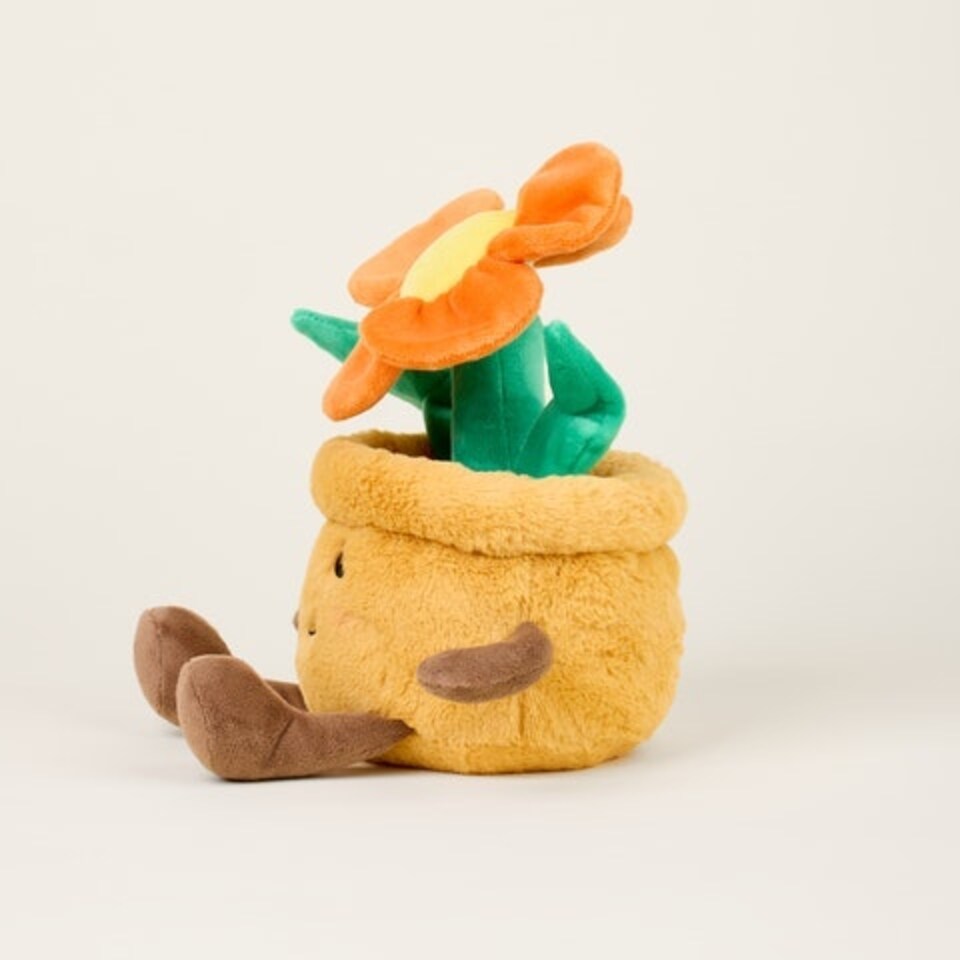 image 1 of Warmies Plush Orange Flower Pot Microwavable LARGE