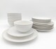 image 2 of Reactive Cream Glaze Dinner Set Plates Bowls 18pc Set