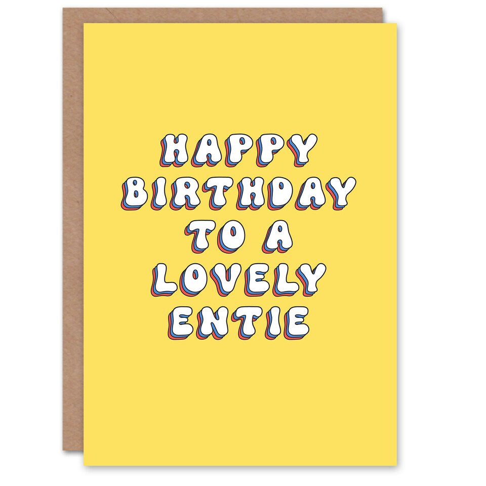 image 1 of Lovely Entie Bright Fun Hippie Letters Non Binary Birthday Card