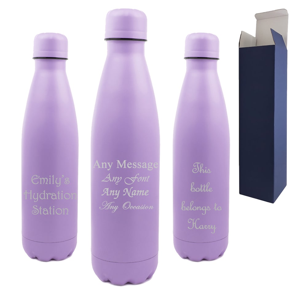 image 1 of Personalised Engraved Purple 500ml Thermal Bottle for Friend Birthday