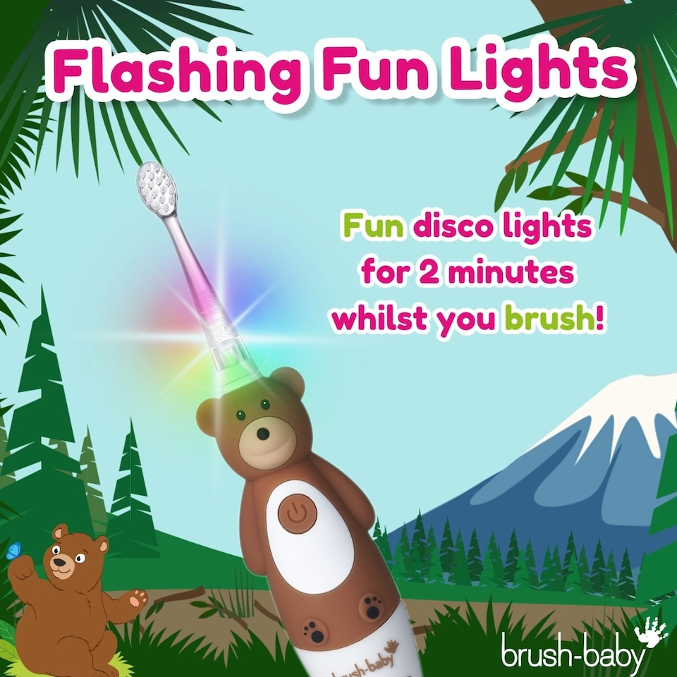image 1 of Brush Baby WildOnes™ Bear Kids Electric Rechargeable Toothbrush