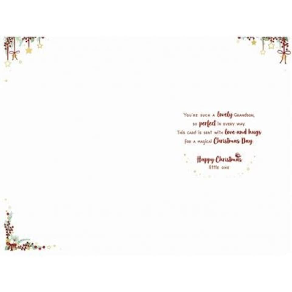 image 1 of Bear Hugging Reindeer Grandson 1st Christmas Card