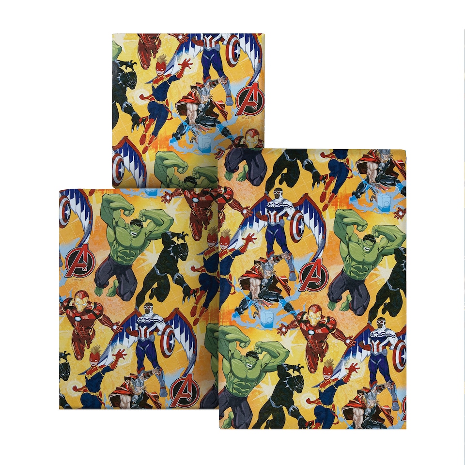 image 1 of Hallmark 6M Wrapping Paper - 3 X 2M Rolls - Marvel Avengers Design