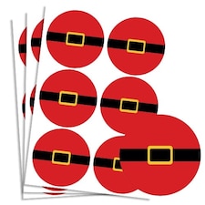 Christmas Santa Belt Round Stickers 88mm - Sheet of 6
