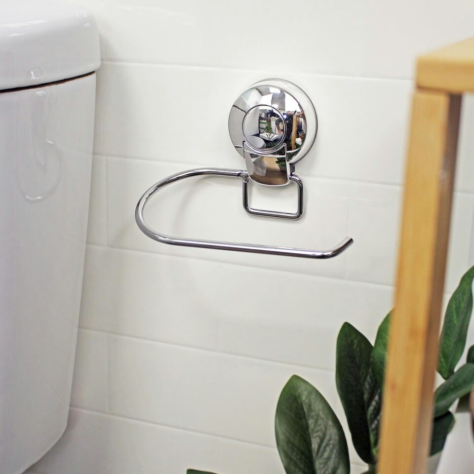 image 1 of Showerdrape SuctionLoc Chrome Wall Mounted Toilet Roll Holder
