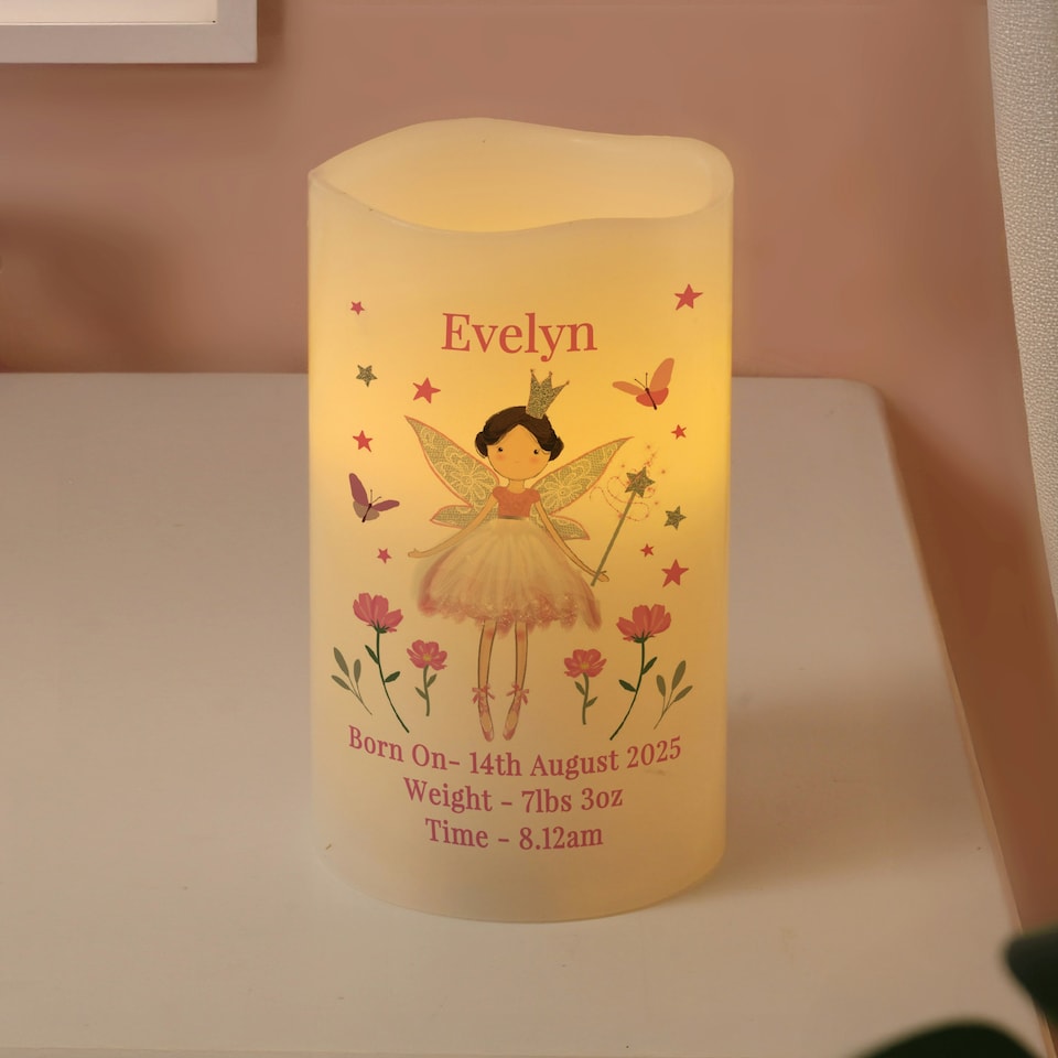image 1 of Personalised Fairy Princess Night Light LED Candle Cream