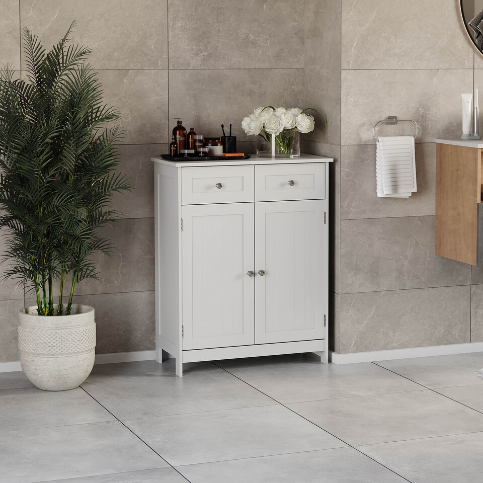 image 1 of Bath Vida Priano 2 Drawer 2 Door Freestanding Bathroom Cabinet, White