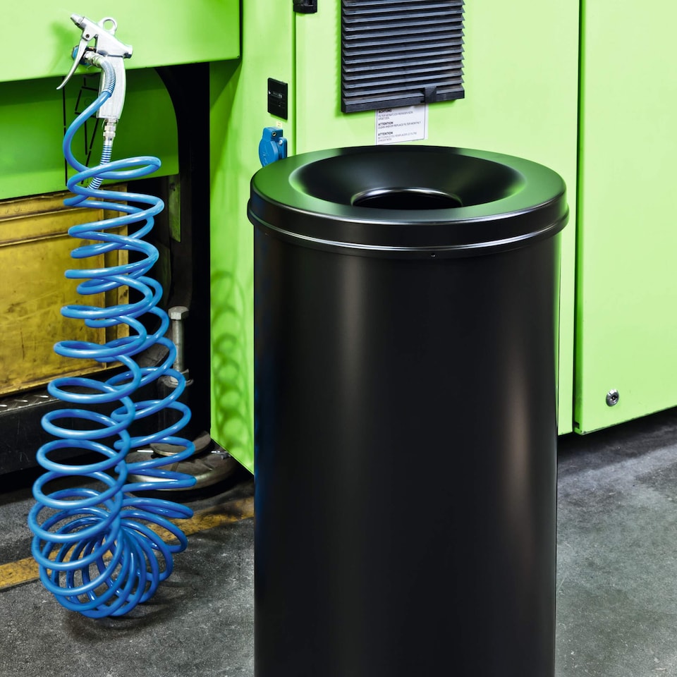 image 1 of Durable Fire Extinguishing Metal Waste Bin | TUV Certified | 60L | Grey