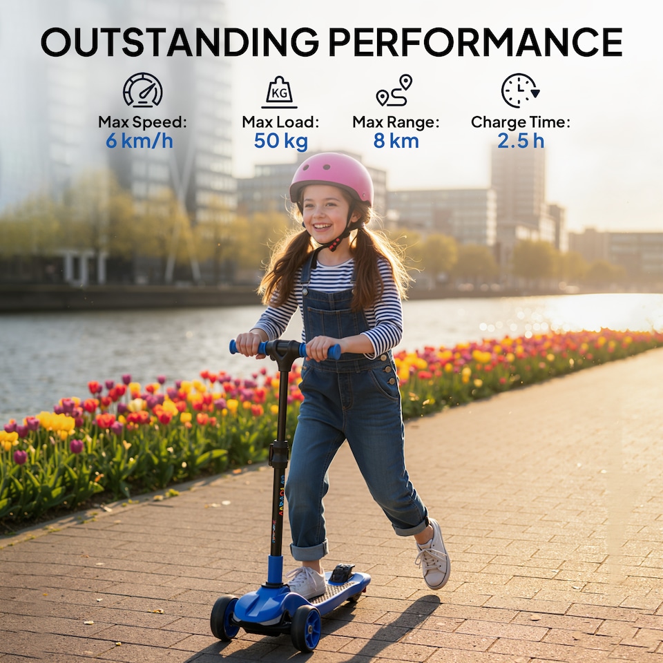 image 1 of AIYAPLAY Electric Scooter for Age 6-10, 3 Wheel Foldable Kids Scooter | Blue