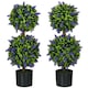 image 1 of HOMCOM Set of 2 Potted Artificial Plants Ball Tree with Lavender Flowers, 70cm